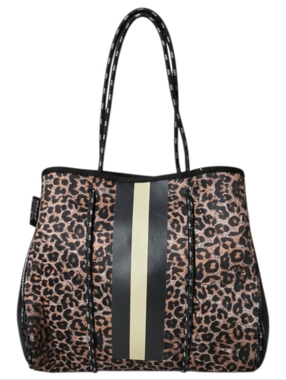 Leopard Neoprene Tote Bag Stripe Carryall Tote Girlie Girl Originals